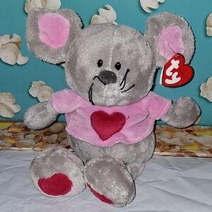 Ty Pitter 2005 Classic Plush Mouse with Pink Accents